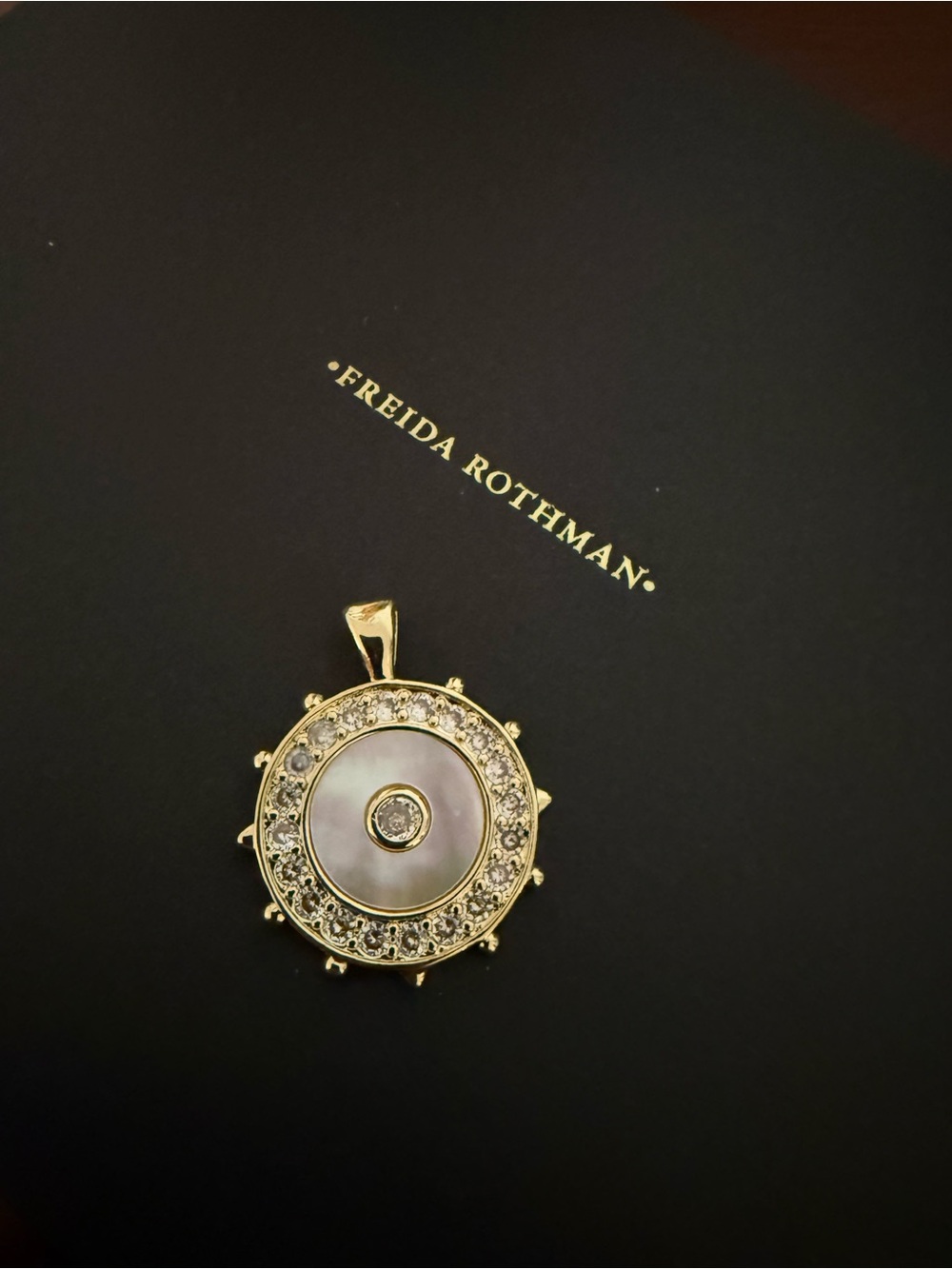 Gold and White Mother-of-Pearl Compass Pendant